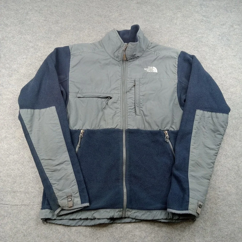North Face Jacket Mens‎ Small Blue Gray Fleece Polartec Full Zip Windbreaker